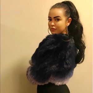 Women’s size M 100% Rabbit fur ombré jacket
